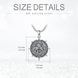 Sterling Silver Aztec Lion Cross Pendant Necklace