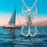 Sterling Silver Antler Pendant Necklace for Men