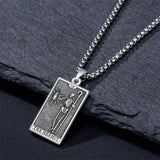 Sterling Silve Sun Moon Star Strength Lovers Death Devil Fool Tarot Card Pendant Necklace