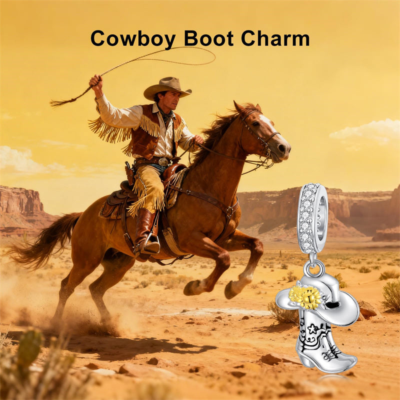 Sterling Silver Cow Boot Charm Beads