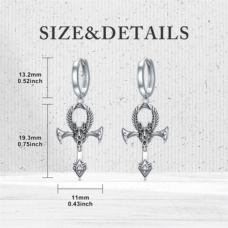 Sterling Silver Ankh Hoops Earrings