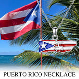 Sterling Silver Frog Puerto Rican Map Pendant Necklace