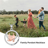 Sterling Silver Family Pendant Necklace Engraved with Love You