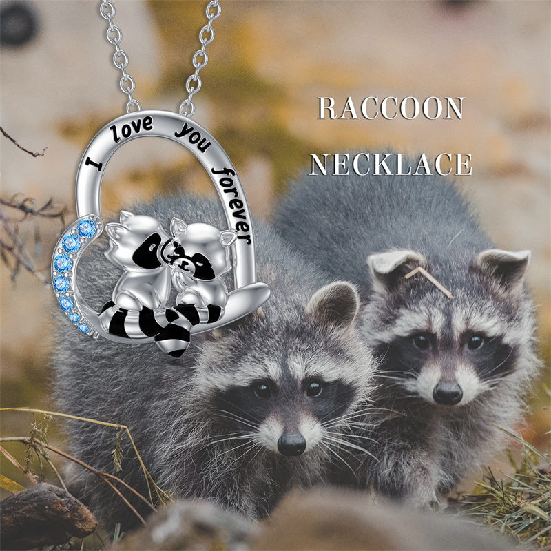 Sterling Silver Raccoon Pendant Necklace