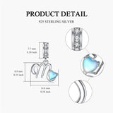 Sterling Silver Moonstone Initial Alphabet Charm Beads