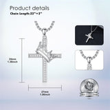 Sterling Silver Cross Christian Pendant Necklace for Men