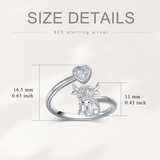 Sterling Silver Heart Birthstone Personalized Engraved Highland Cow Adjustable Ring