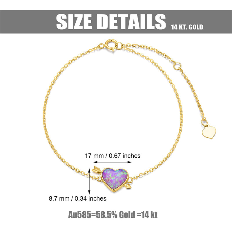 14k Gold Heart Bracelet