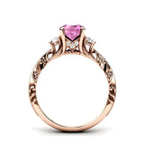 Sterling Silver 10K 14K 18K Personalized Engraved 1 Carat  Round Birthstone Engagement Ring