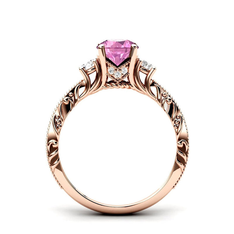 Sterling Silver 10K 14K 18K Personalized Engraved 1 Carat  Round Birthstone Engagement Ring