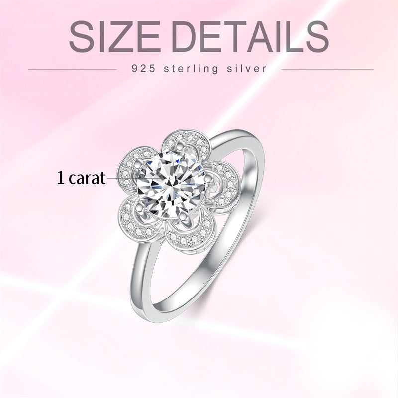 Sterling Silver Personalized Engraved Moissanite Engagement Wedding Anniversary Ring