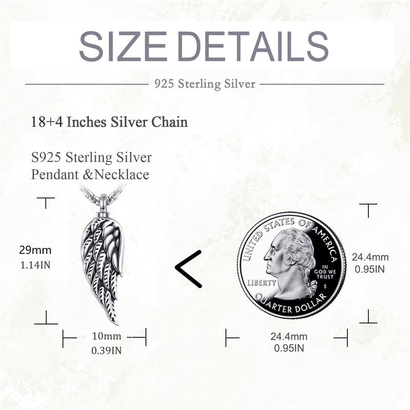 Sterling Silver Angel Wing Urn Necklace for Ashes