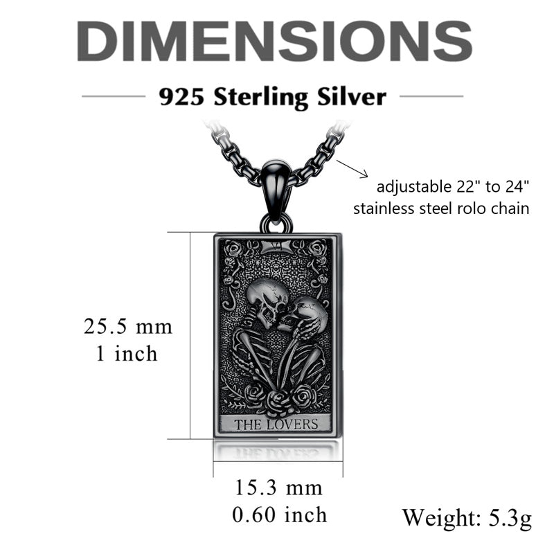 Sterling Silve Sun Moon Star Strength Lovers Death Devil Fool Tarot Card Pendant Necklace