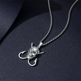 Sterling Silver Antler Fish Hook Pendant Necklace for Men