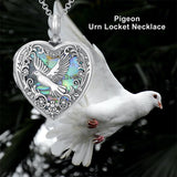 Sterling Silver Abalone Shell Personalized Photo Engraved Heart Cat Pigeon Paw Prints Urn Necklace for Ashes