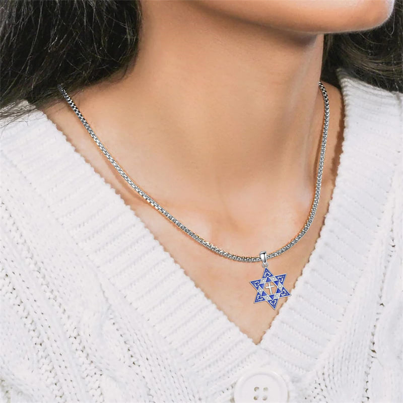 Sterling Silver Star of David, Evil Eye, Tree of Life, Cross Lion, Chai Pendant Necklace