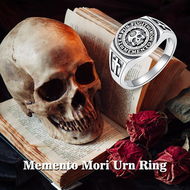 Sterling Silver Memento Mori Urn Ring for Ashes
