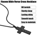 Stainless Steel Inspirational Bible Verse American Flag Cross Pendant Necklace