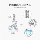 Sterling Silver Moonstone Initial Alphabet Charm Beads