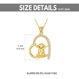 14K Gold Heart Highland Cow Pendant Necklace