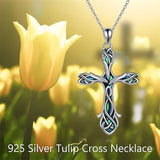Sterling Silver Abalone Shell Turquoise Origami Cross Pendant Necklace