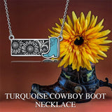Sterling Silver Turquoise Cross Bear Claw Cowboy Boot Pendant Necklace