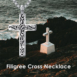 Sterling Silver Filigree Cross Urn Necklace for Ashes