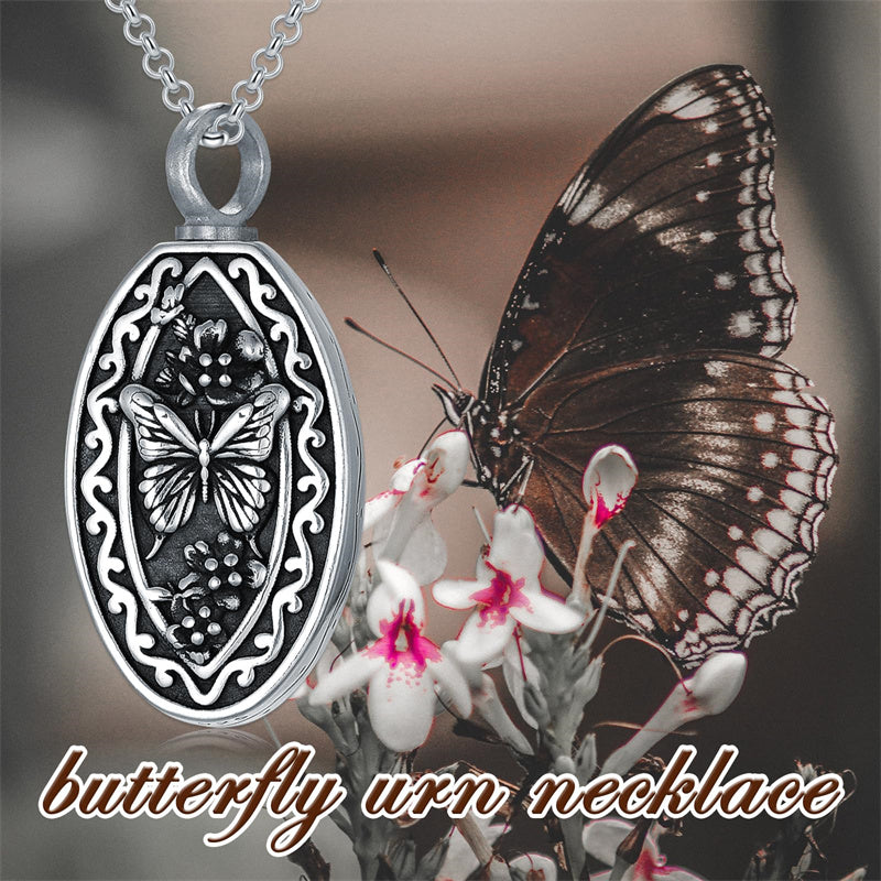 Sterling Silver Personalized Engraved  Butterfly Urn Necklaces for Ashes