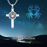Sterling Silver 12 Constellation Cross Pendant Necklace