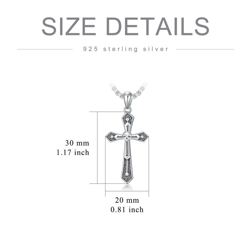 Sterling Silver Cross Christian Pendant Necklace for Men