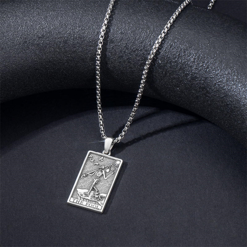 Sterling Silve Sun Moon Star Strength Lovers Death Devil Fool Tarot Card Pendant Necklace