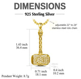 Sterling Silver Thors Hammer Urn Necklace for Ashes