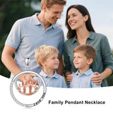 Sterling Silver Family Pendant Necklace Engraved with Love You