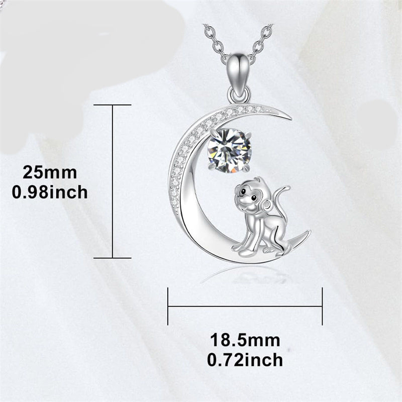 Sterling Silver Birthstone Cat Dog Monkey Pendant Necklace