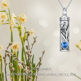 Sterling Silver 12 Birthstone Birth Flower  Urn Necklace for Ashes