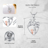 Sterling Silver Anatomical Heart Father Mother Daughter Sister Mother Daughter Pendant Necklace