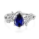 Sterling Silver 10K 14K 18K  Gold Pear Gemstone Vintage Engagement Wedding Promise Anniversary Ring