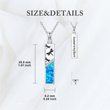 Sterling Silver  Opal Personalized Engraved Bar Pet  Butterfly Dragonfly Tree of Life  Urn Necklace for Ashes