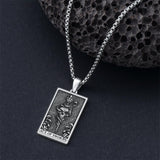 Sterling Silve Sun Moon Star Strength Lovers Death Devil Fool Tarot Card Pendant Necklace