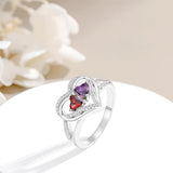 Sterling Silver Heart Birthstone Ring for Women