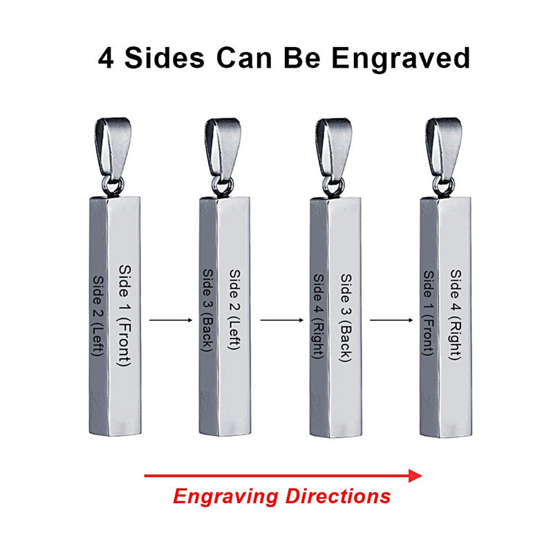 Stainless Steel Personalized Engraved Vertical Bar Necklace