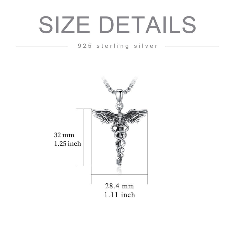 Sterling Silver Caduceus Phoenix RN Pendant Necklace RN Nurse Graduation Gift