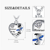 Sterling Silver Cubic Zirconia Dragonfly Heart Urn Necklaces for Ashes