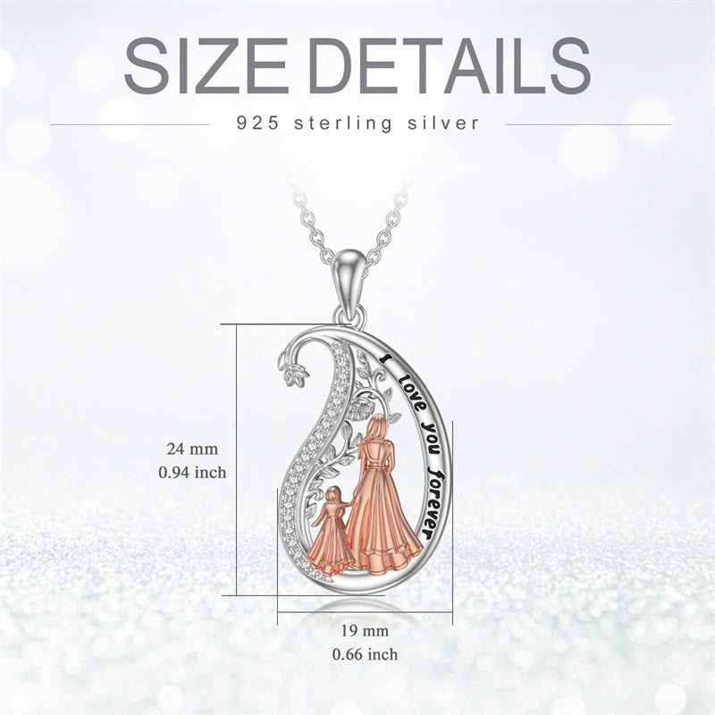 Sterling Silver TearDangle Mother Daughter Pendant Necklace Engraved With  I Love You forever