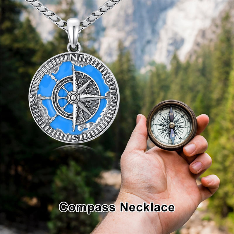 Sterling Silver Compass Pendant Necklace Graduation Jewelry Gift