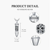Sterling Silver Phoenix Skull  Scorpion Wolf Bullet Urn Necklace for Ashes