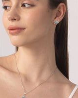 Sterling Silver White Turquoise Dragonfly Spoon Ring and Dragonfly Sunflower Stud Earrings