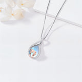 Sterling Silver Moonstone Father-Daughter Pendant Necklace Engraved with I Love You Forever