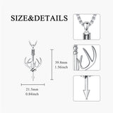 Sterling Silver Cross Deer Antler Fish Hook Hunting Pendant Necklace for Men