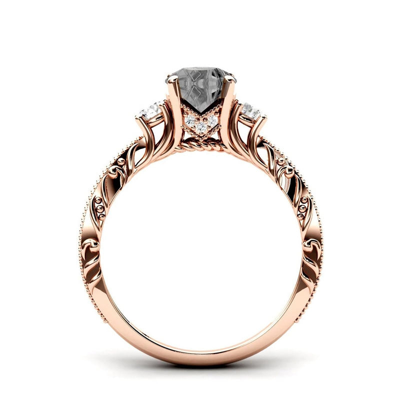 Sterling Silver 10K 14K 18K Personalized Engraved 1 Carat  Round Birthstone Engagement Ring